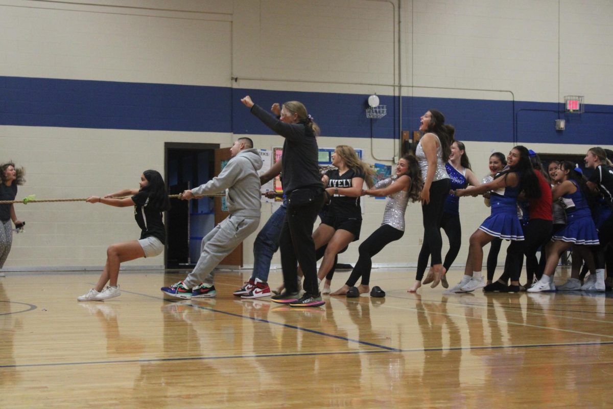 8th grade girls securing victory against the boys at the 8th grade pep rally on September 10, 2024.