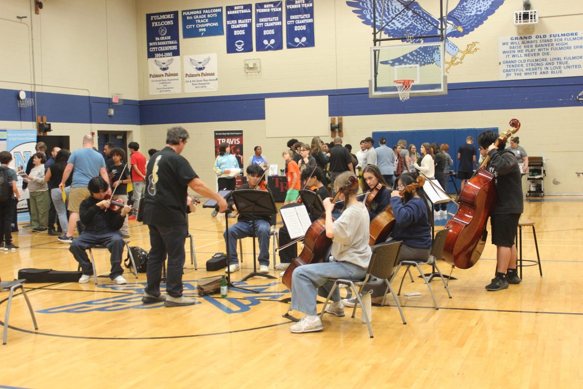 Students from Akins High School Orchestra perform at the High School Fair.