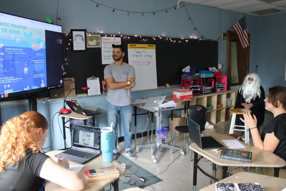 Shai Zimmerman teaching his students yesterday on Halloween.