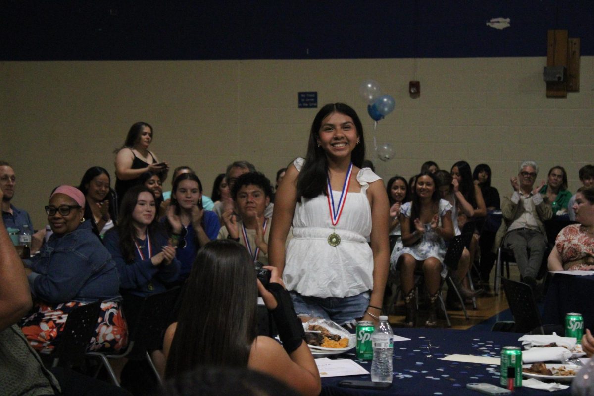 8th grader Xitlali Barrera was recognized as the only athlete to participate in 5 different sports throughout the school year:  Volleyball, Girls Basketball, Girls Soccer, Track and Cheer.